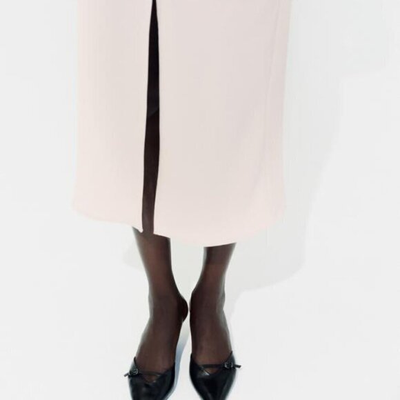 ZARA DRAPED WAIST MIDI DRESS - Picture 7 of 9